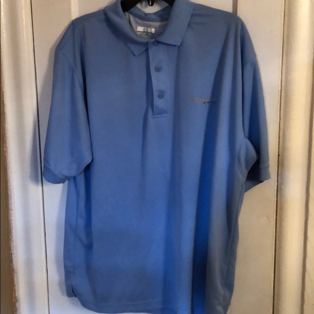 Columbia PFG Omni Shade Fishing Polo Shirt Men’s Large Light Blue - Picture 4 of 8